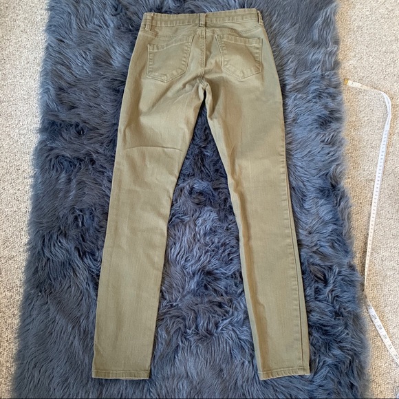 Olive Green Skinny Jeans - Picture 2 of 4